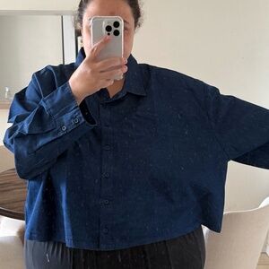 Plus Size Cropped Shirt - size 34-36 (4xl-5xl) Oversided (Ashley Stewart Brand)